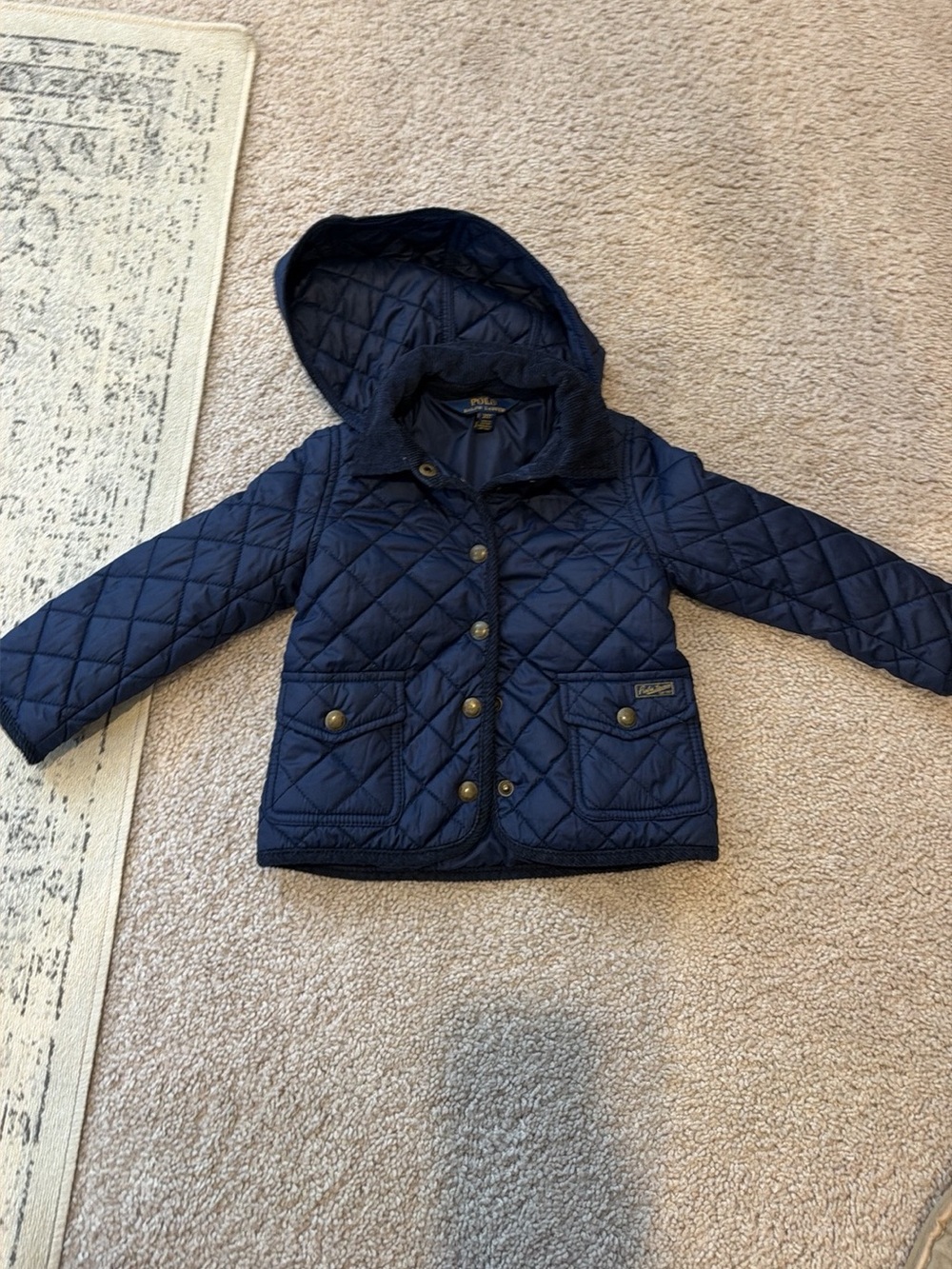 Polo by Ralph Lauren Quilted Hooded Kids Jacket in Navy 2T